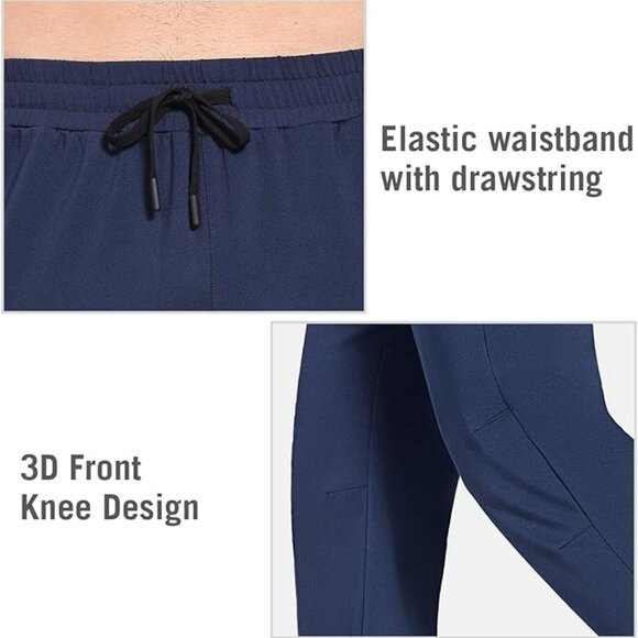 Baleaf Men's Fleece Lined Water Resistant Sweatpants Winter Zip Pockets BLUE XL - Picture 4 of 15